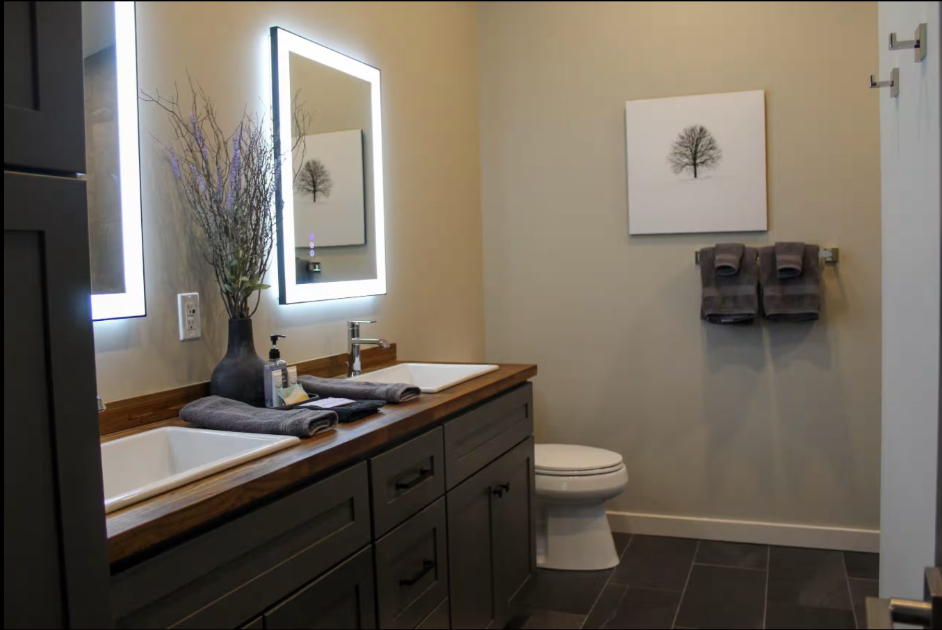 Primary bathroom dual vanity