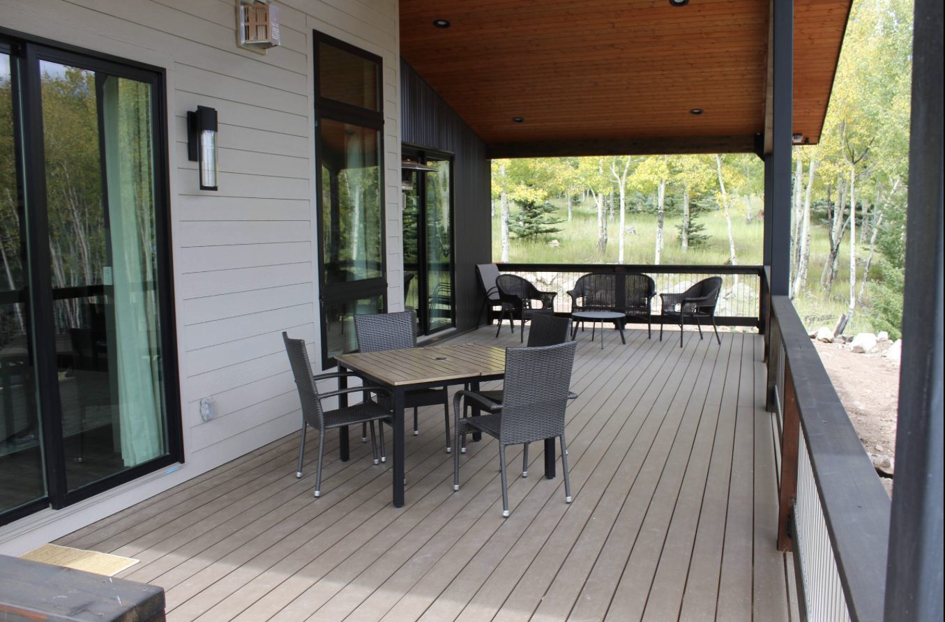 Covered deck with dining table